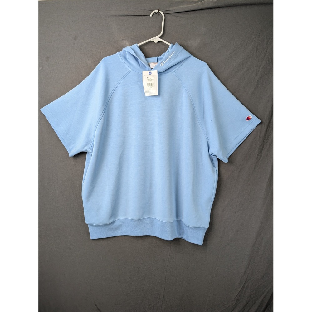 Champion Women Short‎ Sleeve Pullover Hoodie Light Blue W0631 Size L